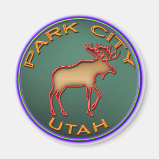 Beautiful Moose Medallion Park City Souvenir Magnet