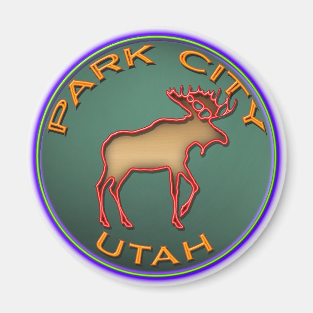 Beautiful Moose Medallion Park City Souvenir Magnet (Vorne)