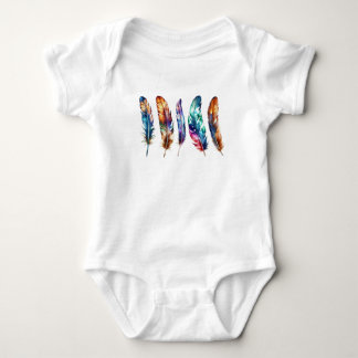 Beautiful Multicolor Boho Feathers - Graphic Art Baby Strampler