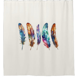 Beautiful Multicolor Boho Feathers - Graphic Art Duschvorhang