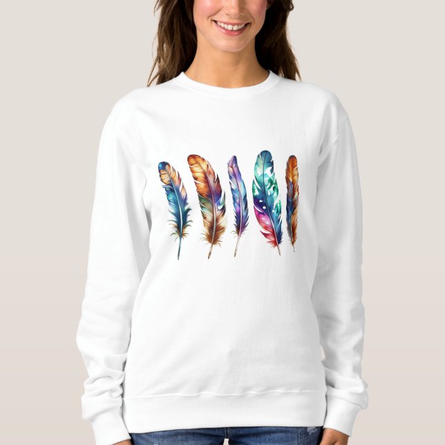 Beautiful Multicolor Boho Feathers - Graphic Art Sweatshirt (Vorderseite)