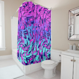 Beautiful Music Living Notes Pink Lila Blue Aqua Duschvorhang