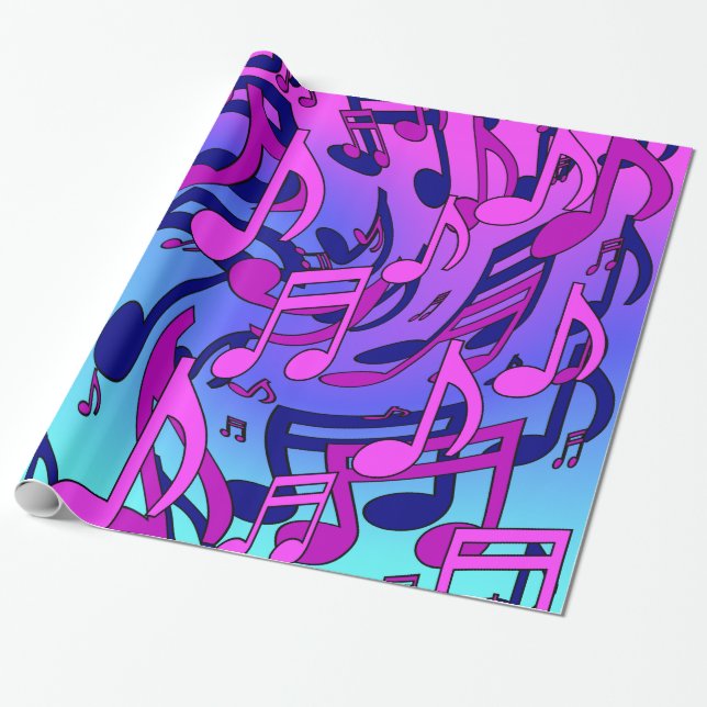 Beautiful Music Living Notes Pink Lila Blue Aqua Geschenkpapier (Ungerollt)