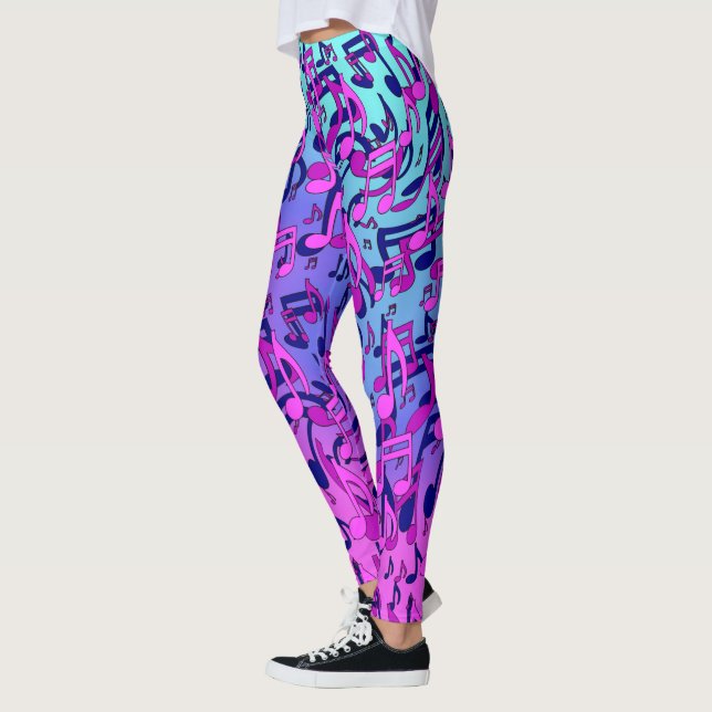 Beautiful Music Living Notes Pink Lila Blue Aqua Leggings (Links)