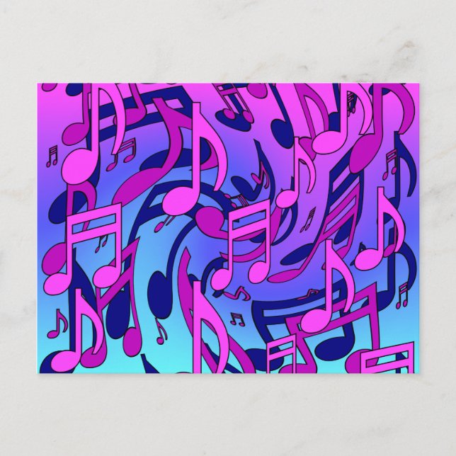 Beautiful Music Living Notes Pink Lila Blue Aqua Postkarte (Vorderseite)