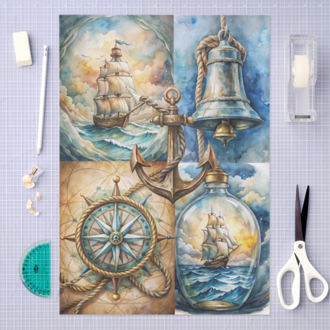 Beautiful Nautical Themed Decoupage Seidenpapier (Handwerk)
