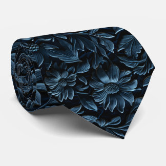 Beautiful Navy Blue Faux Tooled Leather  Krawatte