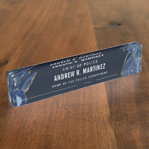 Beautiful Navy Glitzer Agate Police Officer Namensplakette