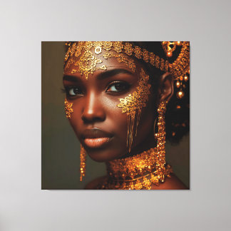 Beautiful Nubian Goddess in Gold Leinwanddruck