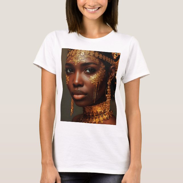 Beautiful Nubian Goddess in Gold T-Shirt (Vorderseite)