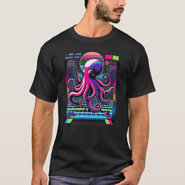 Beautiful Octopus Animal watching on Zoo Safari Oc T-Shirt (Vorderseite)