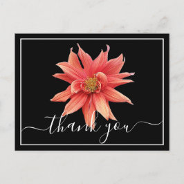 Beautiful Orange Dahlia Black Back Chic Thank You Postkarte