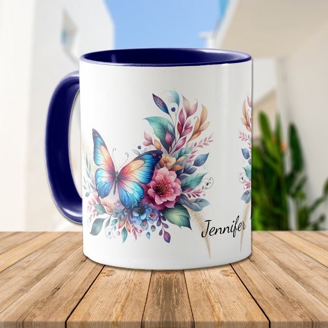 Beautiful Orange Fantasy Floral Butterfly Tasse (Von Creator hochgeladen)