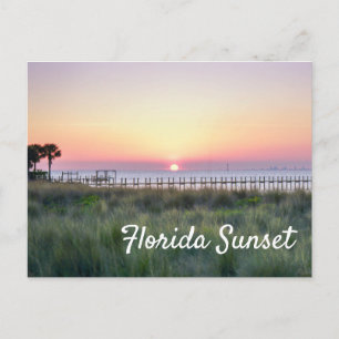 Beautiful Orange Florida Sunset Dock Pier Postkarte