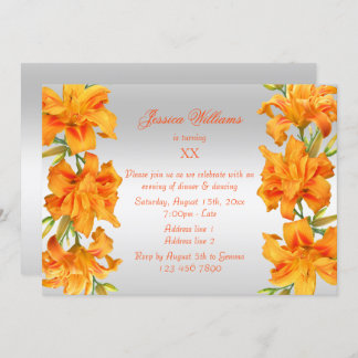 Beautiful Orange Lilies Floral Geburtstag Einladung