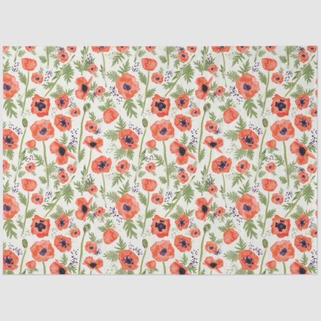 Beautiful Orange Poppies Floral Seidenpapier (Vorderseite)