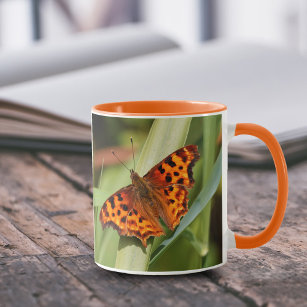 Beautiful Orange Satyr Comma Butterfly Tasse
