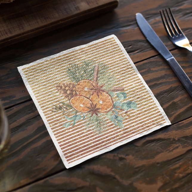 Beautiful Orange Slice Pine Bouquet Weihnachten Serviette (Von Creator hochgeladen)