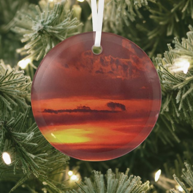 Beautiful Orange Sunrise Art Suncatcher Ornament Aus Glas (InSitu)