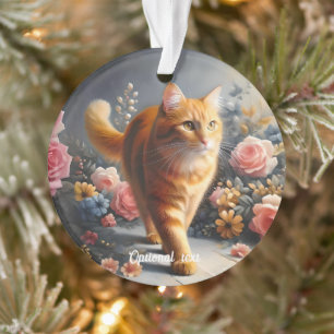 Beautiful Orange Tabby Cat und Blume Ornament