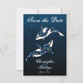 Beautiful Orca Whales Beach Wedding Save the Date Einladung