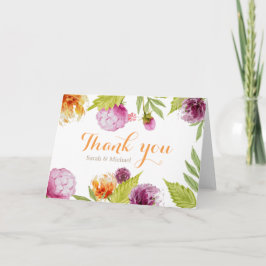 Beautiful Painted Floral Danke, Script Dankeskarte