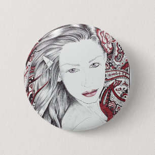 Beautiful Paisley Female Elf Button