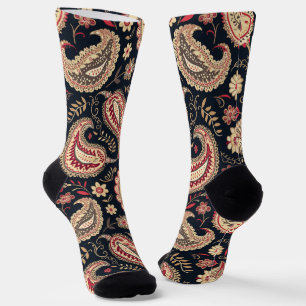 Beautiful Paisley Pattern Dark N Red Mix Socken
