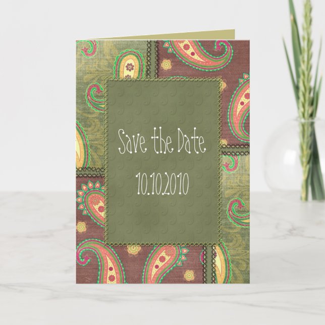 Beautiful Paisley Save the Date Design Ankündigung (Vorderseite)