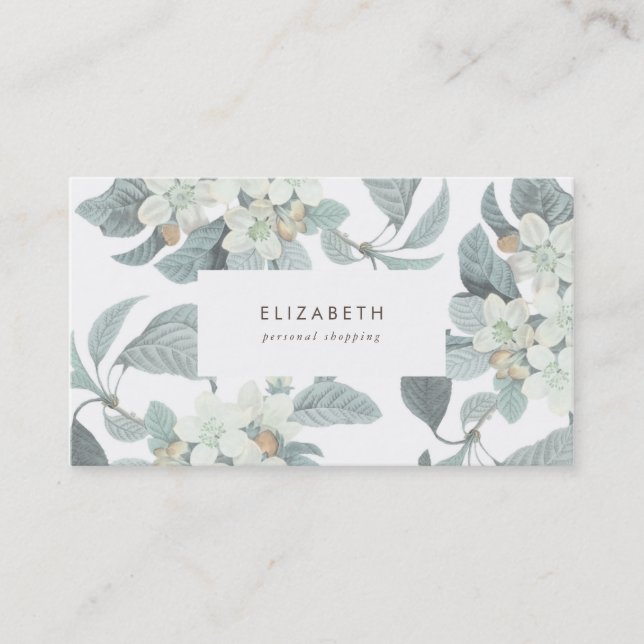 Beautiful Pale Blue Blumen Business Card Visitenkarte (Vorderseite)