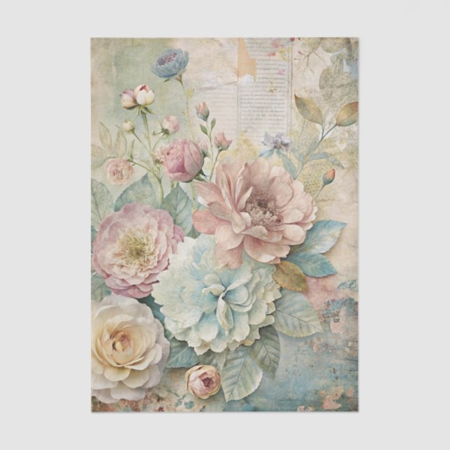 Beautiful Pale Peonies on Distressed Background Seidenpapier (Vorderseite)
