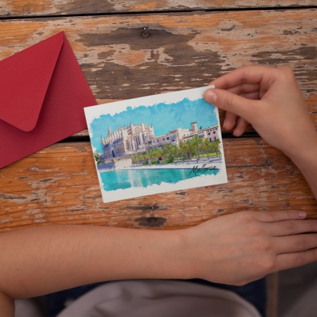 Beautiful Palma de Mallorca Spanien Balearen Postkarte (mallorca panorama view Postcard)
