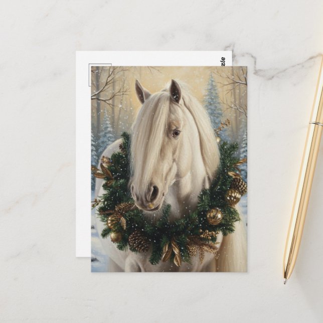Beautiful Palomino Horse Christmas Postkarte (Vorderseite/Rückseite Beispiel)