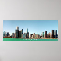 Beautiful Panoramic Chicago Skyline River Sunny