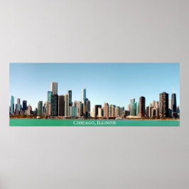 Beautiful Panoramic Chicago Skyline River Sunny Poster