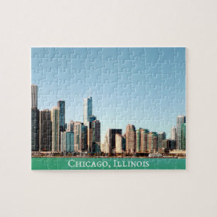 Beautiful Panoramic Chicago Skyline River Sunny Puzzle