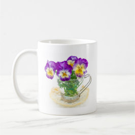 beautiful pansy flowers isolated in a cup tasse