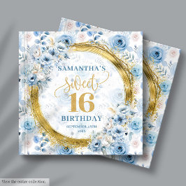 Beautiful Pastel Blue 16 . Geburtstag Guest Sign I Gästebuch