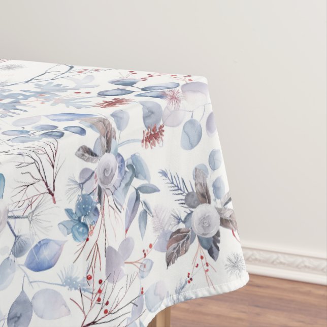 Beautiful Pastel Blue Wnter Floral Tischdecke (Beispiel)