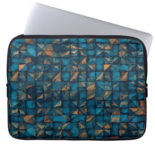 Beautiful Patchwork "Look" in Dark Teal Laptopschutzhülle (Vorderseite)