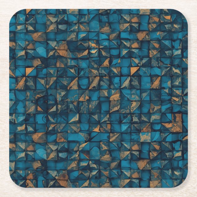Beautiful Patchwork "Look" in Dark Teal Rechteckiger Pappuntersetzer (Vorderseite)