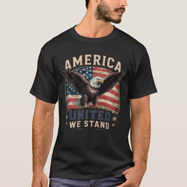 Beautiful Patriotic United We Stand Rustica USA T-Shirt (Vorderseite)