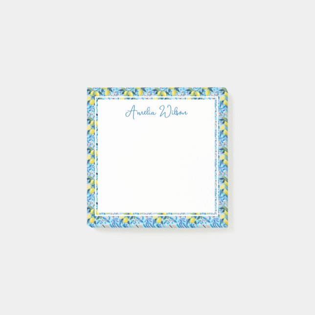Beautiful Pattern of Vibrant Lemons Personalized Post-it Klebezettel (Vorderseite)