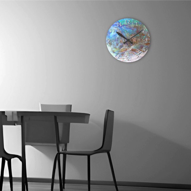 Beautiful Paua Black Abalone Neuseeland & Zahlen Runde Wanduhr (Von Creator hochgeladen)