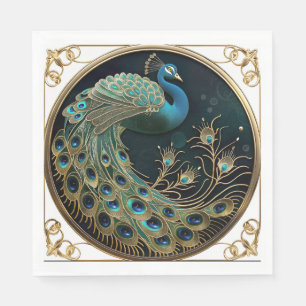 Beautiful Peacock Blue Gold Türkis Kunst, Dichtung Serviette