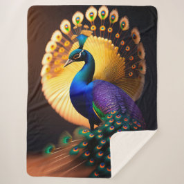 Beautiful Peacock Sherpa Blanket Sherpadecke