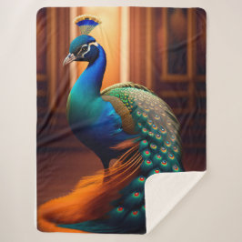 Beautiful Peacock Sherpa Blanket Sherpadecke