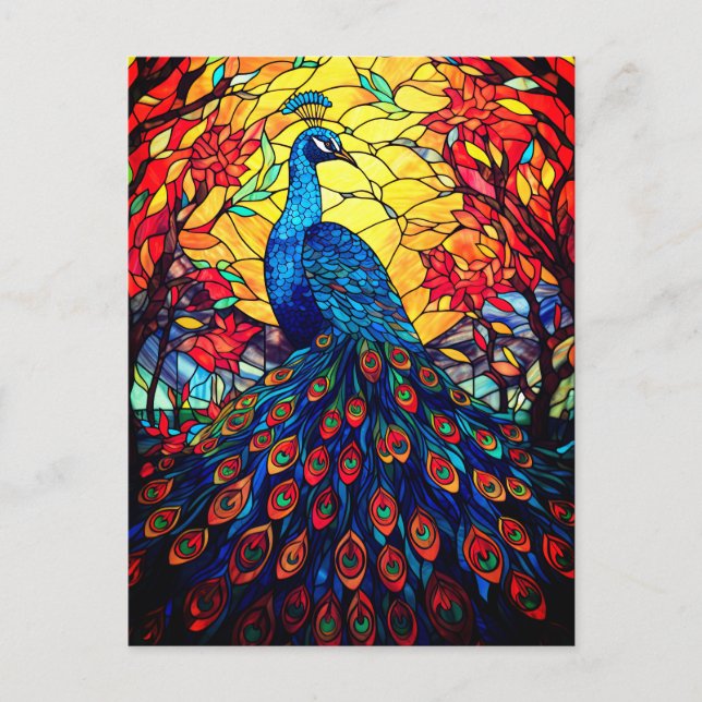 Beautiful Peacock Stausee Glass Wilhelm Tell Postkarte (Vorderseite)