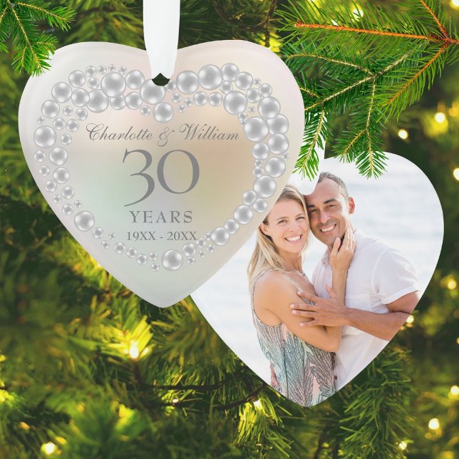 Beautiful Pearl 30-jähriges Foto Ornament (Beautiful Pearl 30th Anniversary Photo Ornament)