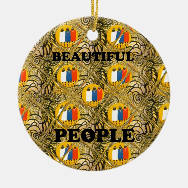Beautiful People African Traditional Motif Farben Keramikornament (Vorne)